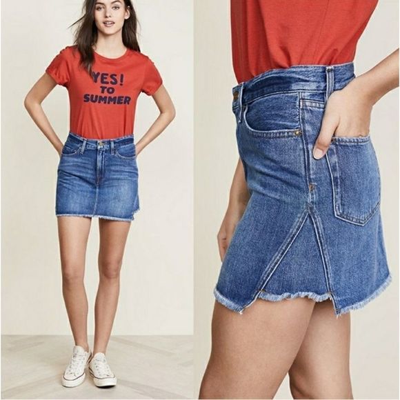 Frame Denim 30 8 Ansdale Mini Skirt Pockets Frayed Edge Asymmetrical Dis…